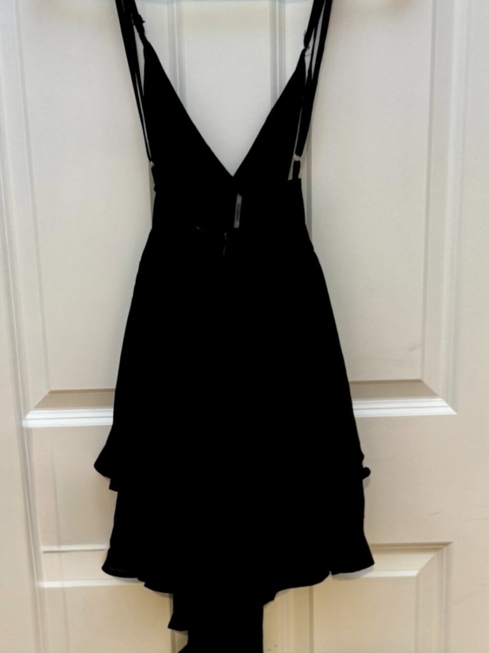 Hayden Los Angeles Spaghetti Strap black ruffled Mini Romper w/ tie waist *NWT*
